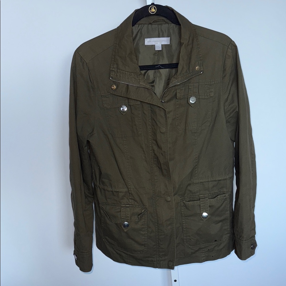 New York & Company Green Utility Jacket with Military-Inspired Design